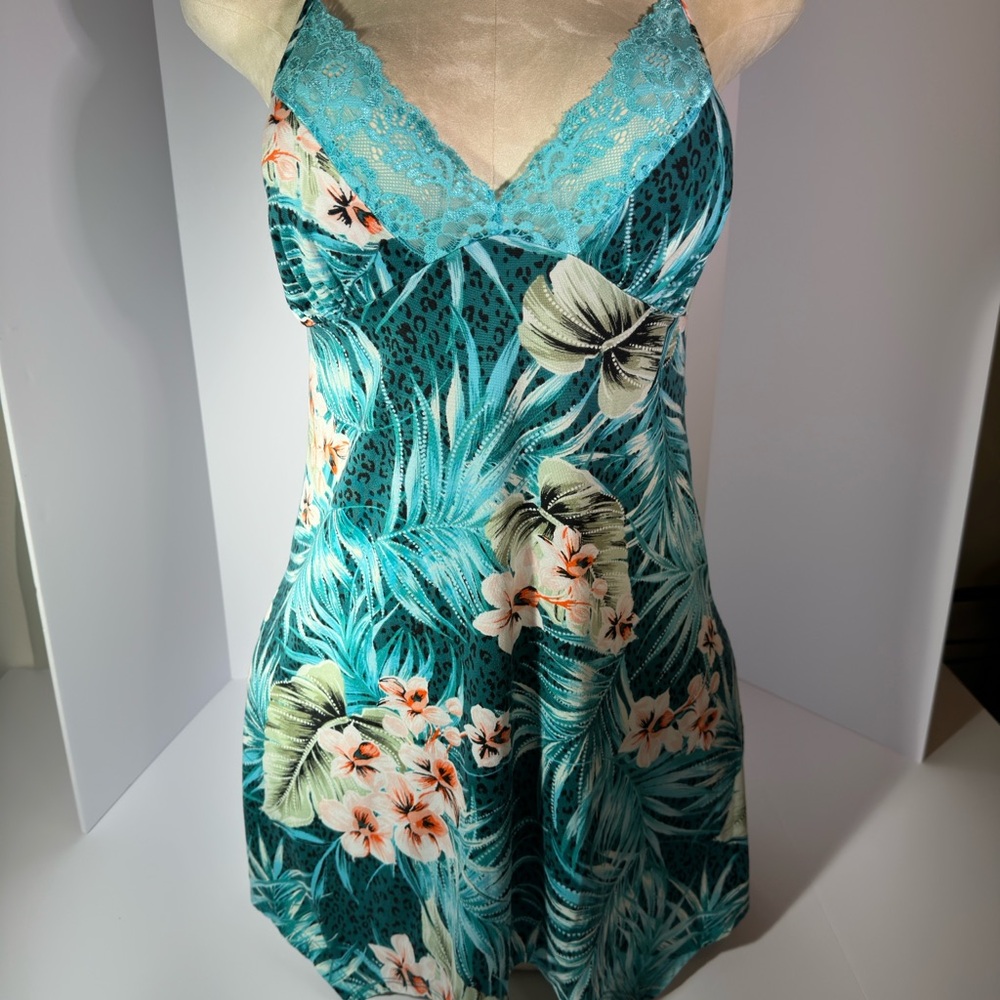 Secret Treasures Blue Chemise with Lace Trim